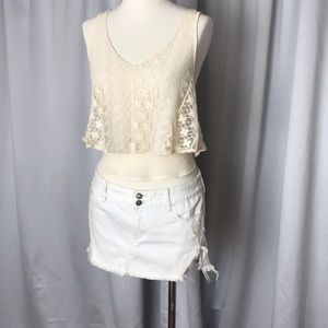 Off white Abercrombie distressed jean skirt sz 4